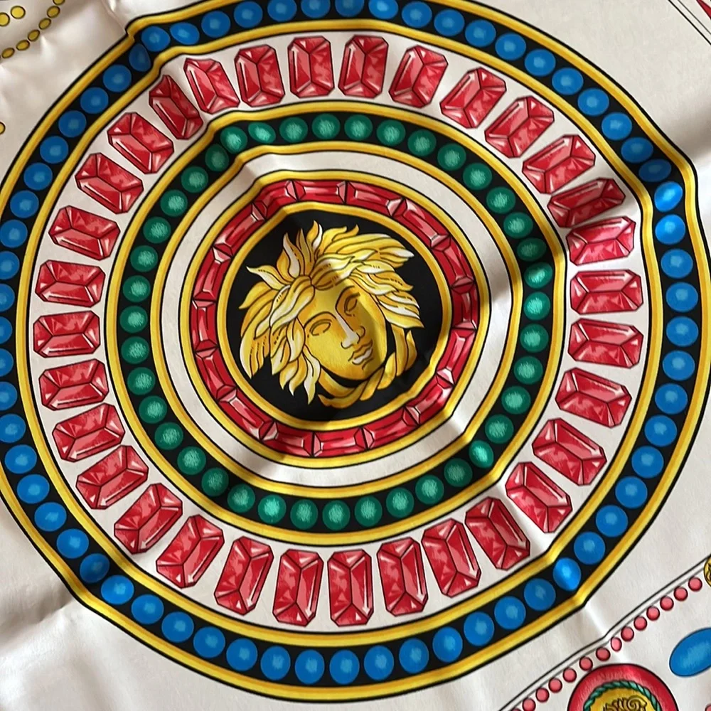 Vintage large multicolored Versace silk scarf